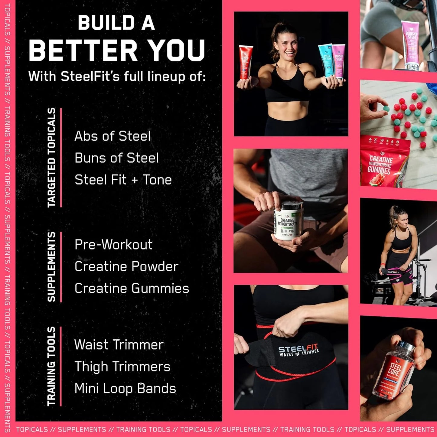 Steelfit Creapure Creatine Monohydrate Gummies for Men & Women, Juicy Watermelon - Gym Workout Nutritional Supplements for Muscle Gain, Brain Health & Strength Building Dietary Supplement, 120 Gummies